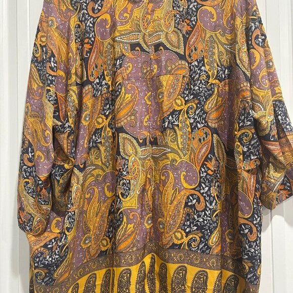 BSB Collection Yellow Orange Kimono Duster with Belt (one size fits all) - Picture 7 of 10